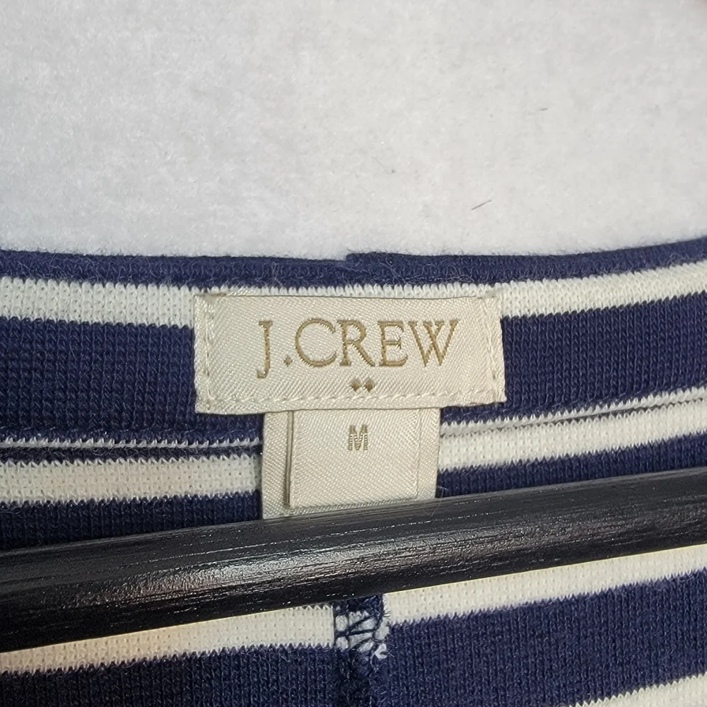 J. Crew Navy and Cream Striped Long Sleeve A-Line Dress‎ SIZE M